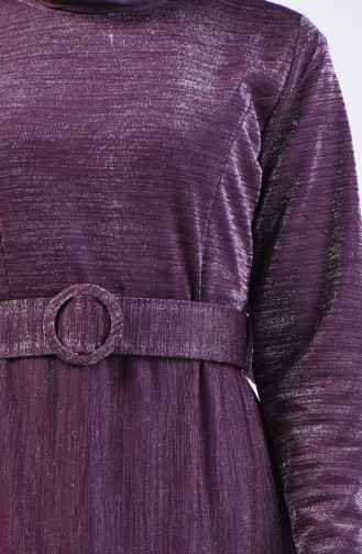 Belted Silvery Evening Dress 2006-02 Purple 2006-02