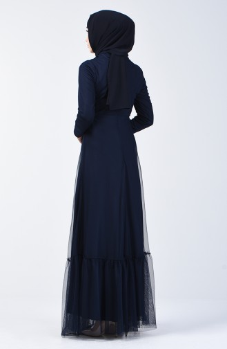 Robe de Soirée à Paillettes 5242-01 Bleu Marine 5242-01