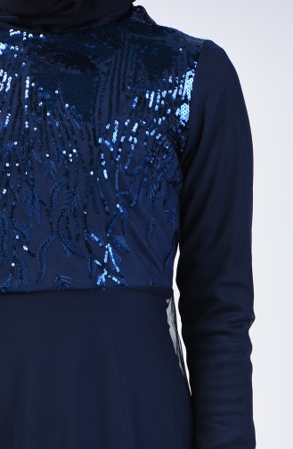 Robe de Soirée à Paillettes 5242-01 Bleu Marine 5242-01