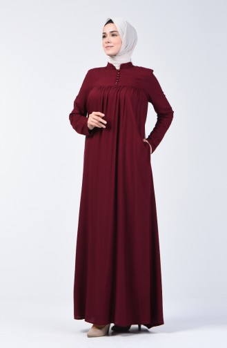 Buttoned Dress 8188-01 Claret Red 8188-01