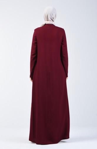 فستان بأزرار أحمر كلاريت 8188-01