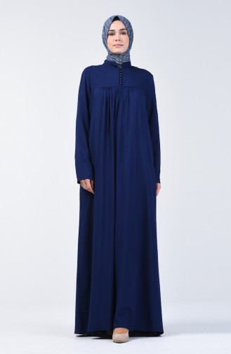 Düğmeli Elbise 8188-05 Lacivert