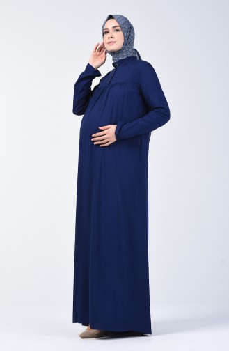 Düğmeli Elbise 8188-05 Lacivert