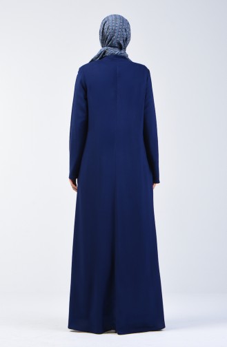 Düğmeli Elbise 8188-05 Lacivert