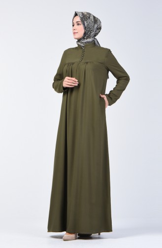 Buttoned Dress 8188-06 Khaki Green 8188-06