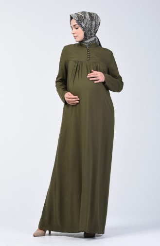 Buttoned Dress 8188-06 Khaki Green 8188-06