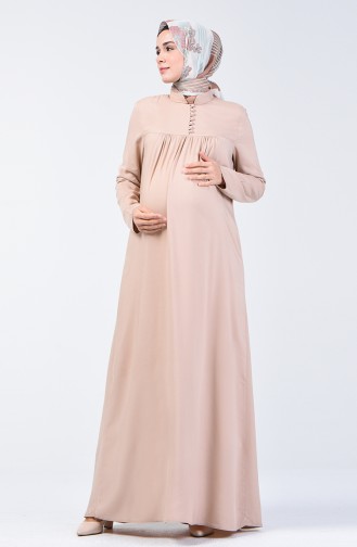 Geknöpftes Kleid 8188-10 Dunkel Creme 8188-10