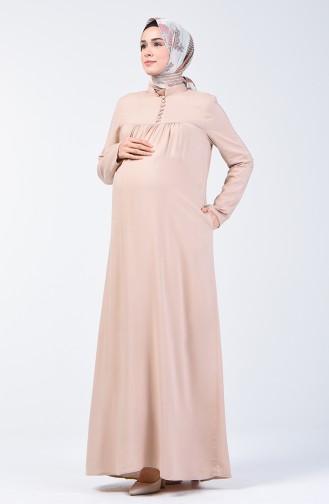 Geknöpftes Kleid 8188-10 Dunkel Creme 8188-10