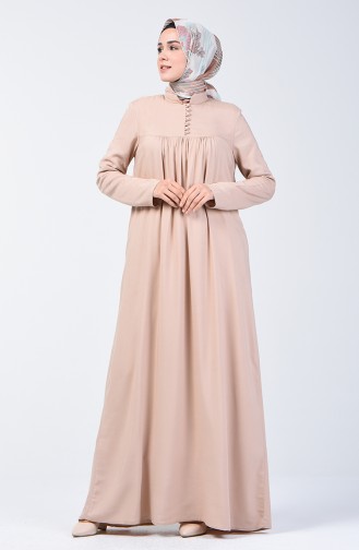 Geknöpftes Kleid 8188-10 Dunkel Creme 8188-10