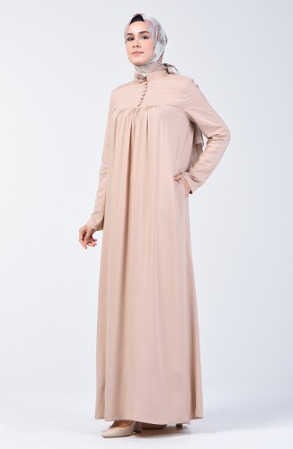 Geknöpftes Kleid 8188-10 Dunkel Creme 8188-10