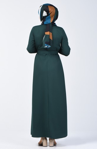 فستان بحزام وأكمام مطاطية أخضر زمردي 2009-04