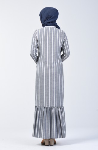 Navy Blue Hijab Dress 3147-04