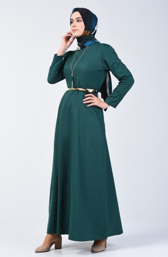 Dress with Belt and Necklace 6450-01 Jade Green 6450-01