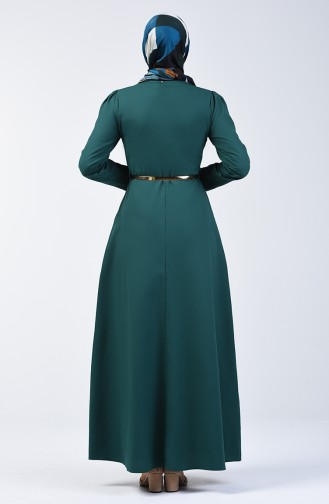 Kleid mit Gürtel und Halskette 6450-01 Smaragdgrün 6450-01