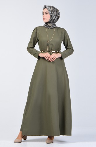 Khaki Hijab Kleider 6450-02