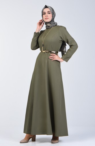 Khaki Hijab Kleider 6450-02