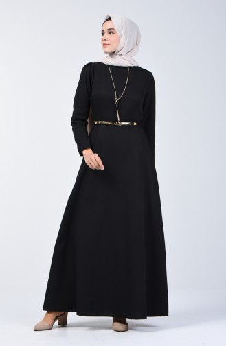 Schwarz Hijab Kleider 6450-03