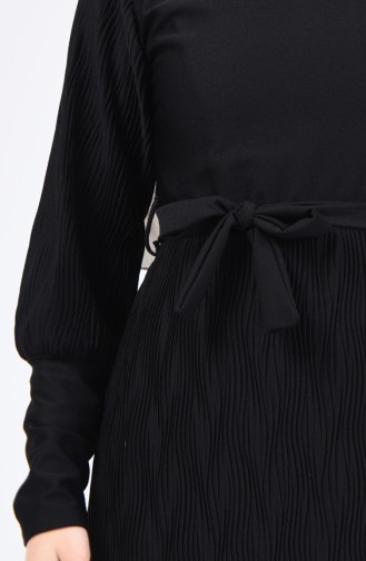 Belted Pleated Dress 4400-08 Black 4400-08