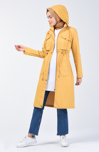 Trench Coat Jean à Capuche 6087-01 Jaune 6087-01