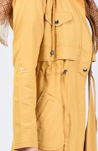 Trench Coat Jean à Capuche 6087-01 Jaune 6087-01