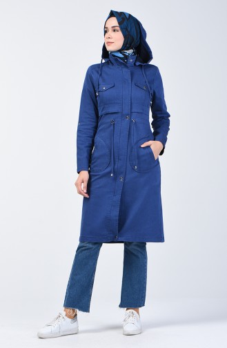 Trenchcoat mit Kapuzde 6087-03 Dunkelblau 6087-03