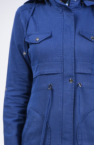 Trench Coat Sport à Capuche 6087-03 Bleu Marine 6087-03