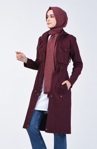 Trench Coat Sport à Capuche 6087-04 Cerise 6087-04