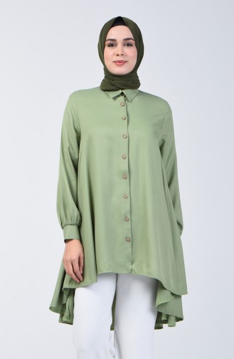 Buttoned Asymmetric Tunic 6640-04 Green 6640-04