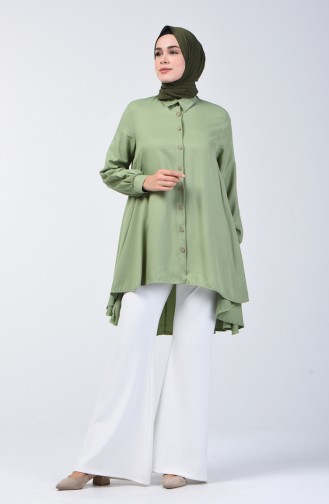 Buttoned Asymmetric Tunic 6640-04 Green 6640-04