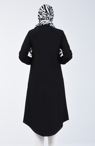 Hidden Buttoned Long Tunic 3010-02 Black 3010-02