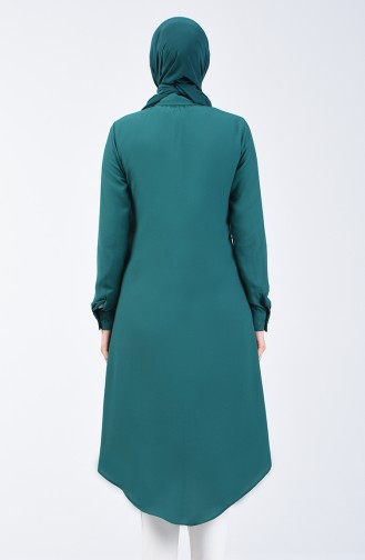 Hidden Buttoned Long Tunic 3010-03 Emerald Green 3010-03