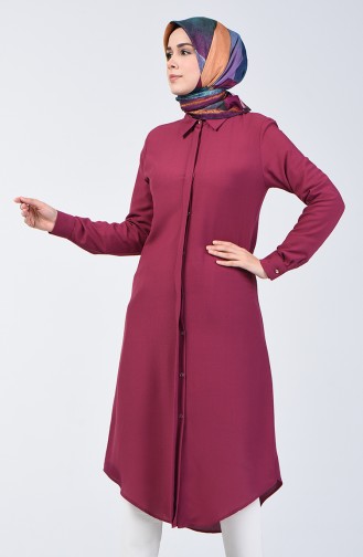 Hidden Buttoned Long Tunic 3010-06 Dark Dusty Rose 3010-06