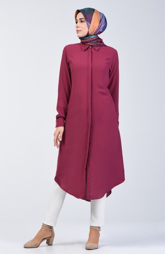 Hidden Buttoned Long Tunic 3010-06 Dark Dusty Rose 3010-06