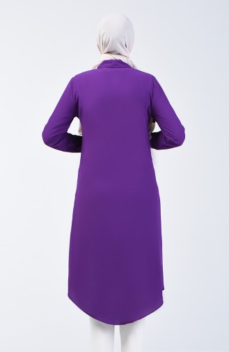 Hidden Buttoned Long Tunic 3010-07 Purple 3010-07