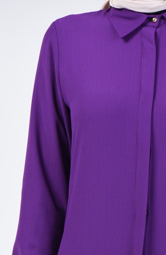 Hidden Buttoned Long Tunic 3010-07 Purple 3010-07