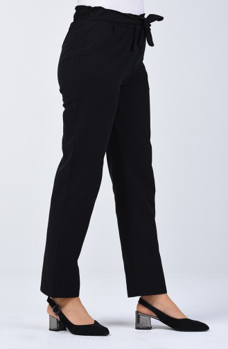 Pantalon à Ceinture Détail Froufrous 1365PNT-02 Noir 1365PNT-02