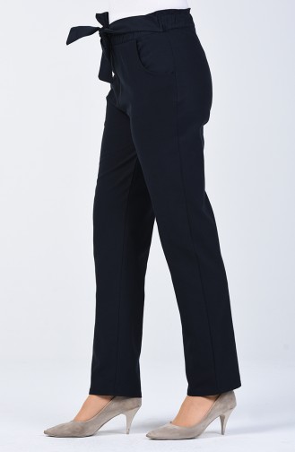 Frill Detailed Belted Trousers 1365PNT-04 Navy Blue 1365PNT-04