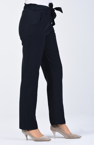 Frill Detailed Belted Trousers 1365PNT-04 Navy Blue 1365PNT-04