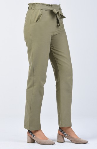 Pantalon à Ceinture Détail Froufrous 1365PNT-05 Khaki 1365PNT-05