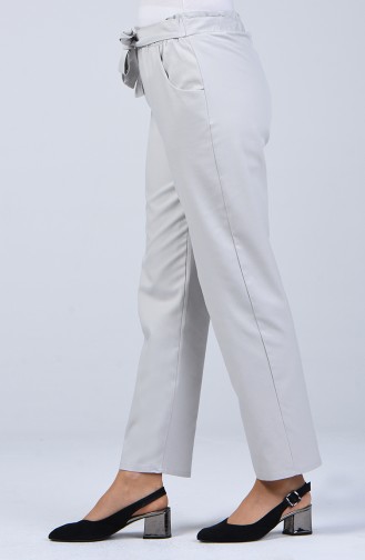 Frill Detailed Belted Trousers 1365PNT-09 Grey 1365PNT-09