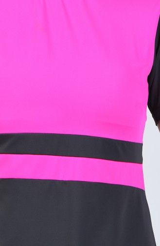 Kısa Kol Havuz Mayo 0118-10 Neon Pembe Antrasit