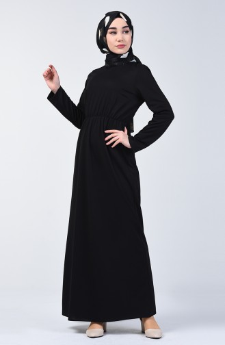 Kleid mit elastische Taille   2025-01 Schwarz 2025-01