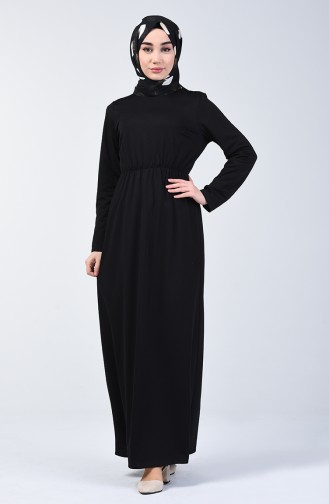 Kleid mit elastische Taille   2025-01 Schwarz 2025-01