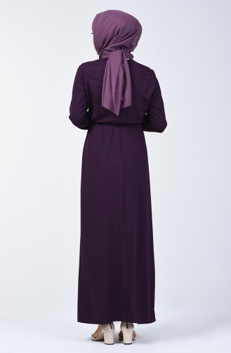Kleid mit elastische Taille   2025-02 Lila 2025-02
