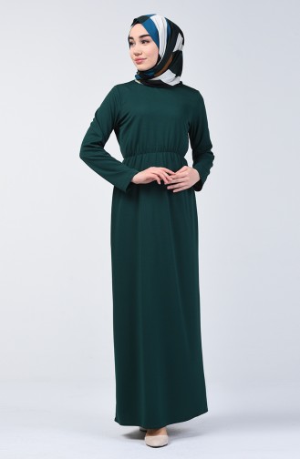 Elastic Waist Dress 2025-03 Emerald Green 2025-03