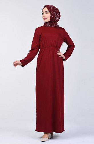 Kleid mit elastische Taille 2025-06 Weinrot 2025-06