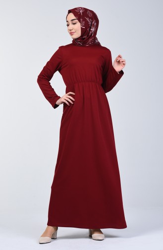 Kleid mit elastische Taille 2025-06 Weinrot 2025-06
