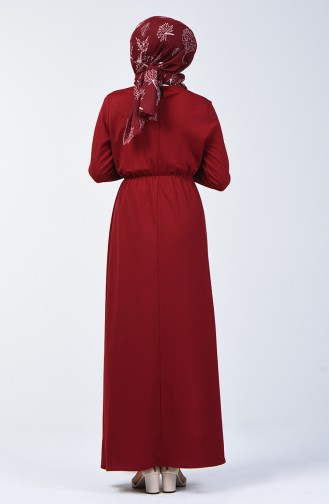 فستان بخصر مطاطي أحمر كلاريت 2025-06