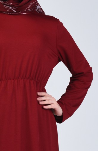 فستان بخصر مطاطي أحمر كلاريت 2025-06