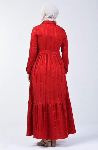 Geknöpftes Kleid mit Band 0014C-01 Rot 0014C-01